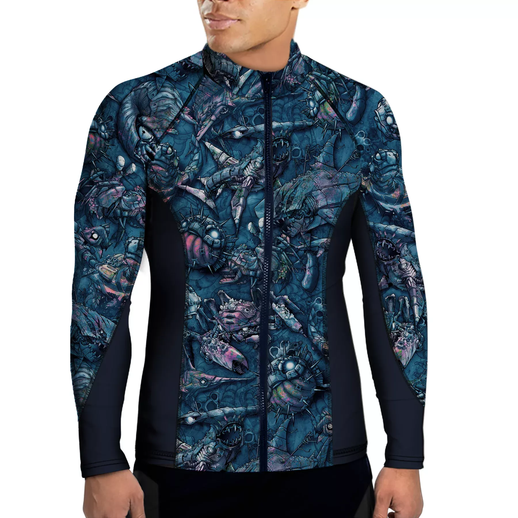 ECO-FRIENDLY FULL ZIP UP TURTLE TIE DYE RASH GUARD