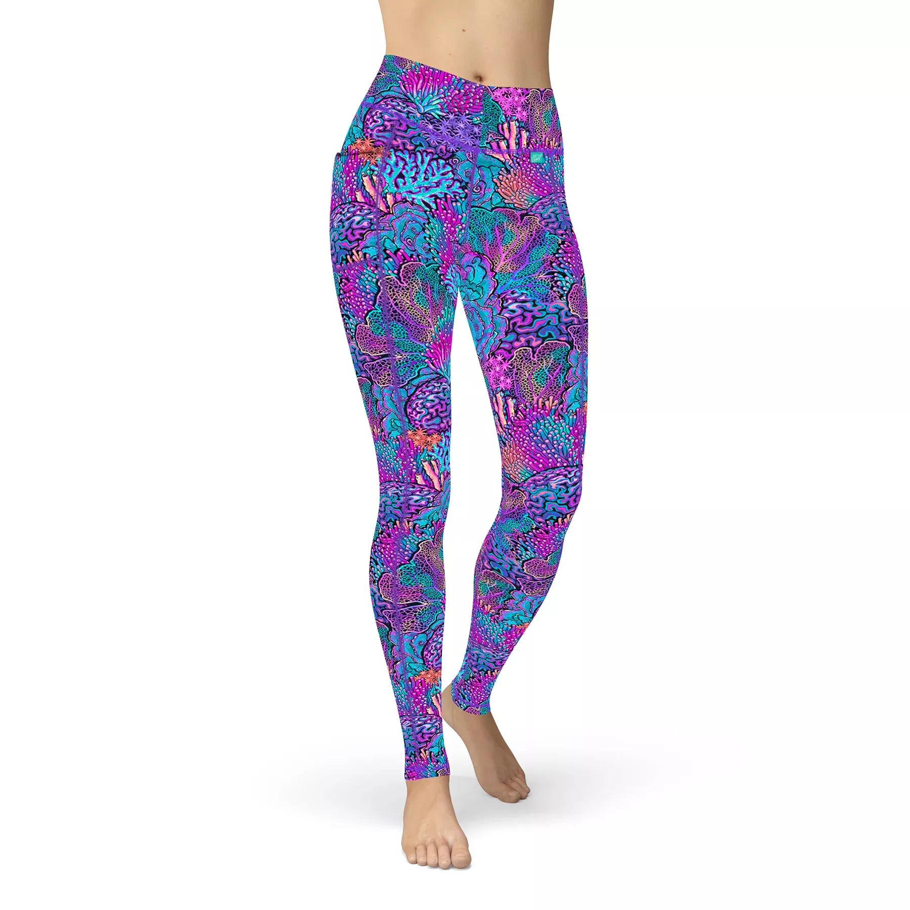 ECO-FRIENDLY CORAL KALEIDOSCOPE CONTOUR LEGGINGS