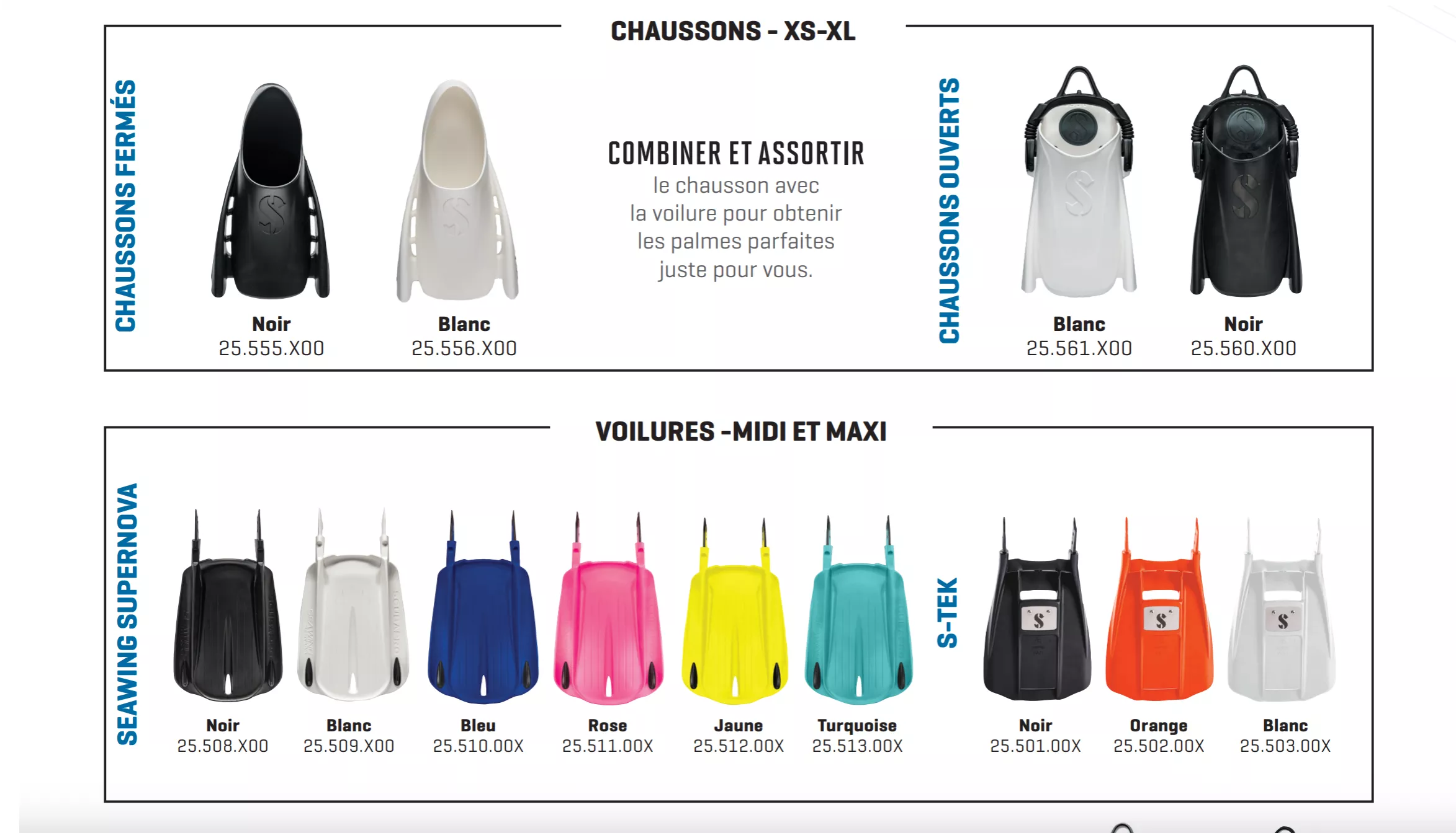 CHAUSSON FERMÉS POUR LES VOILURES SEAWING SUPERNOVA & S-TEK SCUBAPRO