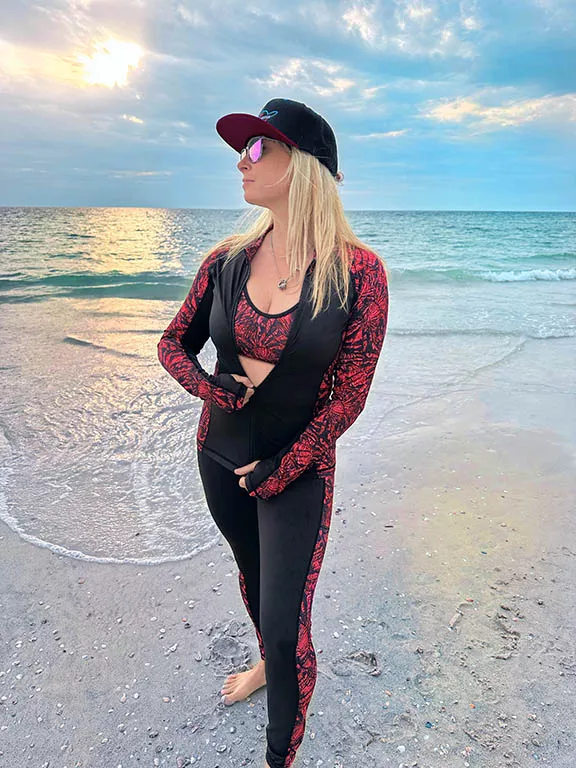 ECO-FRIENDLY FULL ZIP UP LIONFISH INVASION RASH GUARD