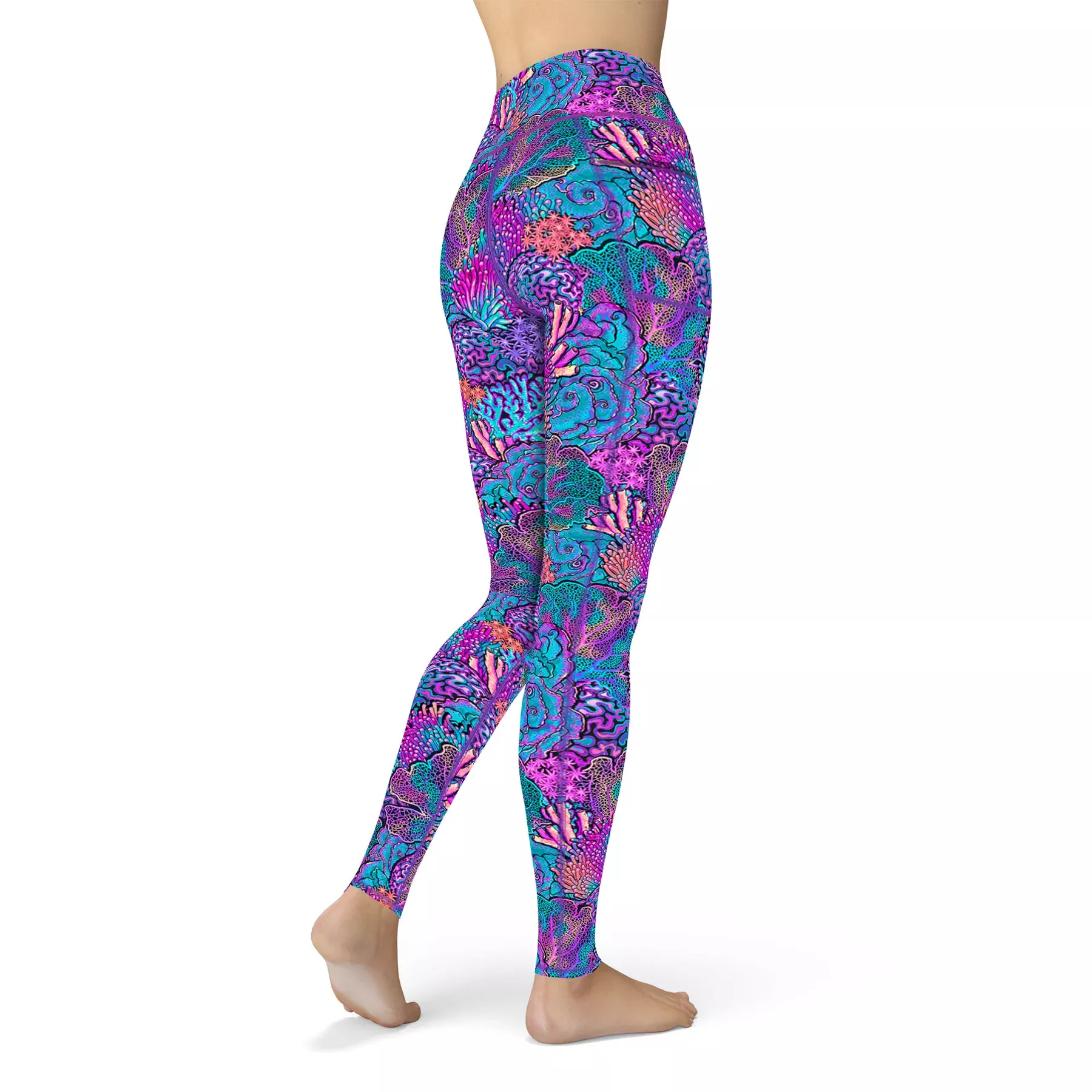 ECO-FRIENDLY CORAL KALEIDOSCOPE CONTOUR LEGGINGS